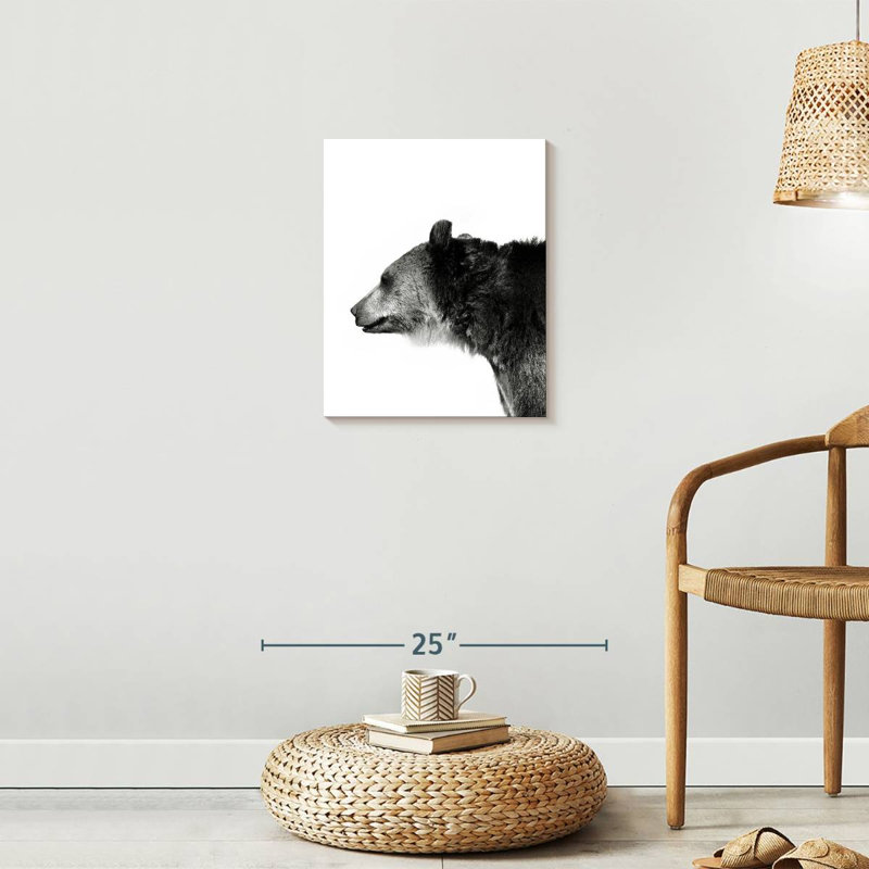 Tête d'ours monochrome, H 20 po x l 16 po x P 1,25 po