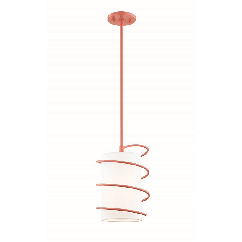 Carly 1 - Light Single Pendant, Pink, 12.5" H x 8.25" W x 8.25" D
