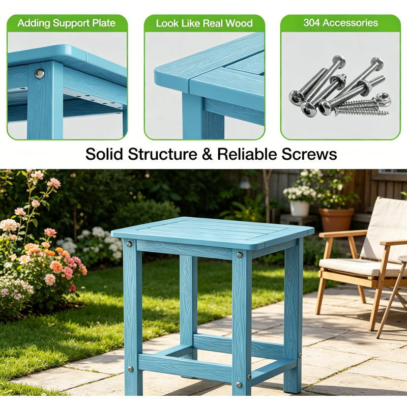 Table d'appoint d'extérieur pour chaises Adirondack, facile d'entretien et résistante aux intempéries avec support de charge de 220 lb pour la cour, la piscine, le patio, le porche, le jardin, la pelouse et un compagnon de détente