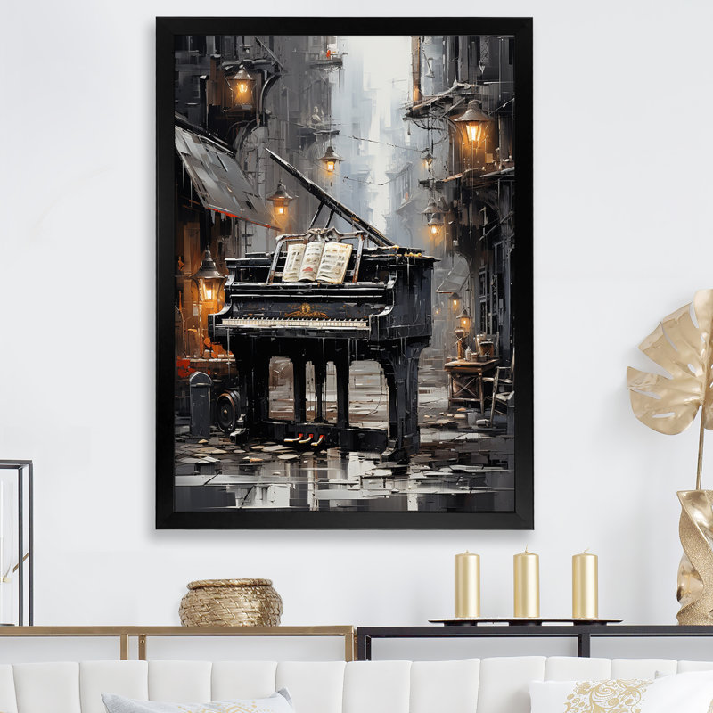 Piano Urban Upright I sur toile, H 32 po x l 24 po x P 1 po, Cadre simple noir