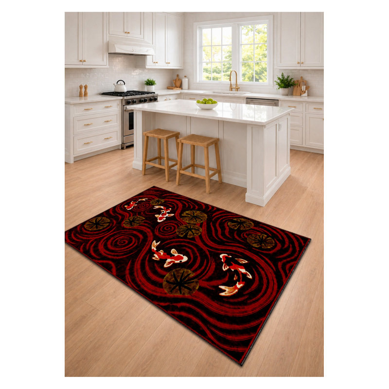 Tapis noir tissé lavable Mosso, 4'7" x 6'7"