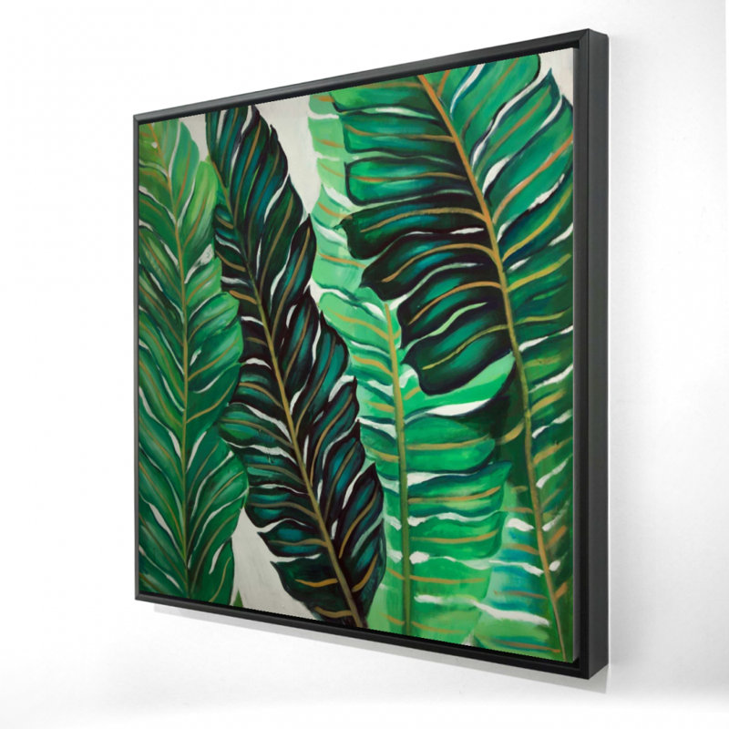 Décoration de chambre verte | Art sur toile, feuilles exotiques