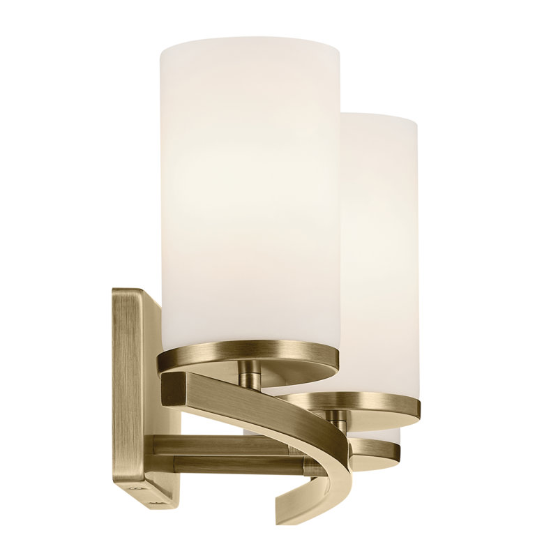 Natural Brass 23" Vanity Light with Satin Etched Opal Glass Shades