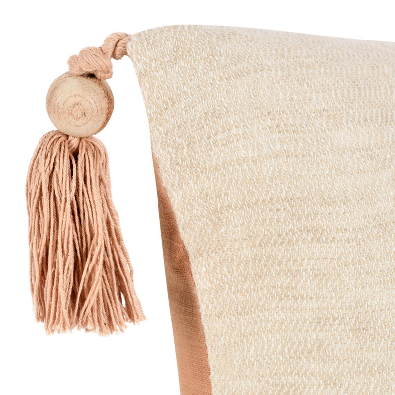 Cherry Linen Lumbar Pillow Cover & Insert, Natural, 14" x 26"
