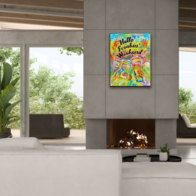 Trinx 'Cheers - Hello Freakin Weekend' by Dean Russo Canvas Wall Art, 26" x 34"