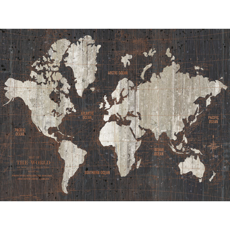 «Wein Old World Map Dark Neutral Crop On Canvas» par Wild Apple, H 12 po x l 16 po