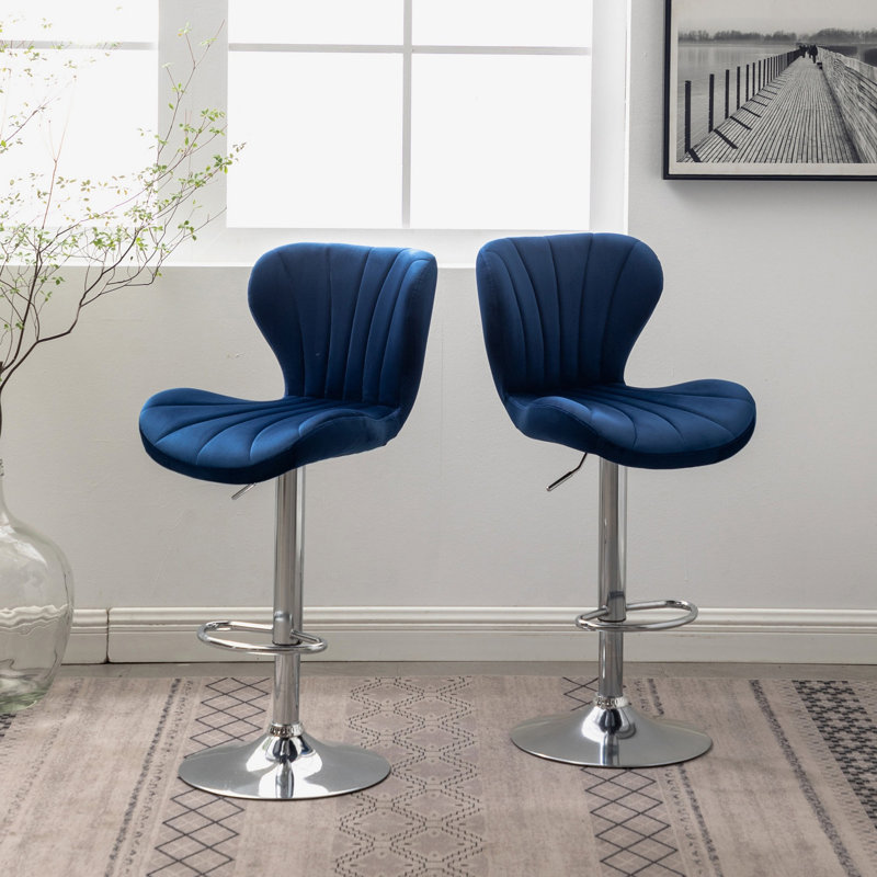 Ensemble de 2 tabourets de bar rotatifs réglables Ellston, Bleu