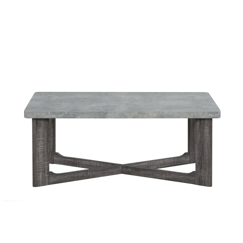 3PC Coffee Table Set Rectangular Shape Coffee Table and 2 Square Shape End Tables Stylized Cross-Leg Design Contemporary Style Gray