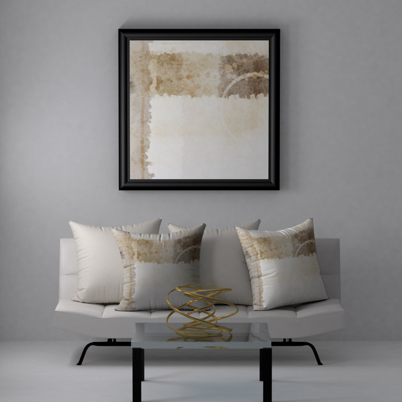 Housse et insert de coussin décoratif First Best, 24" X 24", White/Brown Abstract