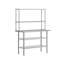 Table de travail commerciale en acier inoxydable avec 2 tablettes et tablettes-110963521