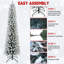 Arbre de Noël floqué à crayon mince en PVC avec support en métal robuste-996840483-996840494-996840495