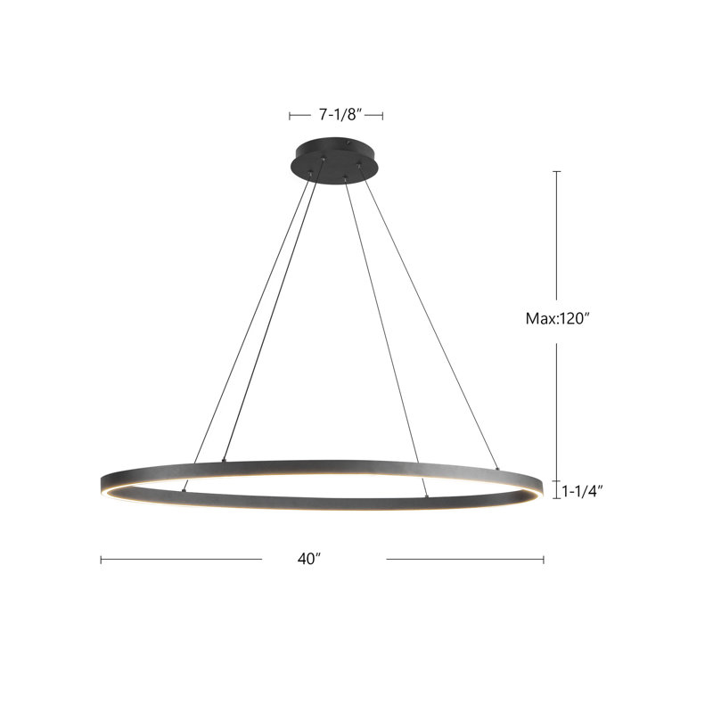 Ovale 1 - Light LED Pendant,  1.5" H x 39.375" W x 15.75" D, Black