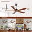 Ventilateurs de plafond 52 pouces et ventilateur de plafond intérieur et extérieur en bois pour patio, salon, 5 pales
