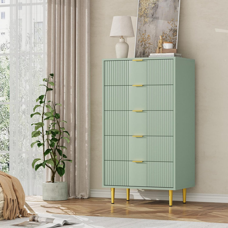 47 cm W Chest of 5 Drawers, Teal