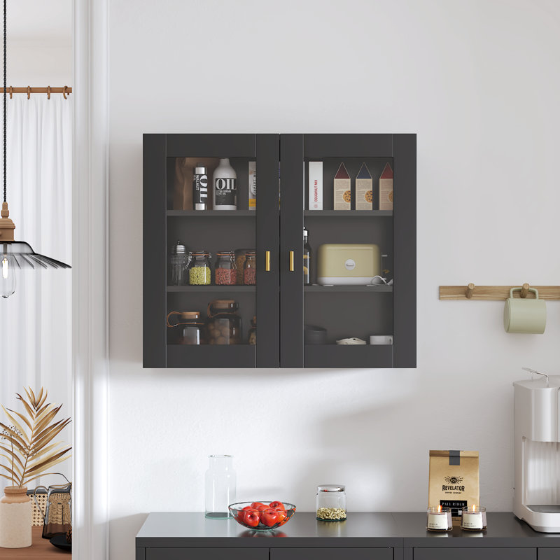 70x60cm 2 Doors Wall Mounted Cabinet, Black