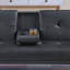 Table de salon pliable en similicuir de couleur noire avec table pliante et porte-gobelets capitonnée et rembourrée