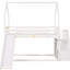 Lit superposé simple blanc / simple avec escalier de rangement convertible et glissade - Pinewood For Family-41135599