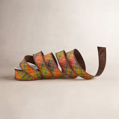 1.5"X10Y Dupion Autumn Plaid Ribbon