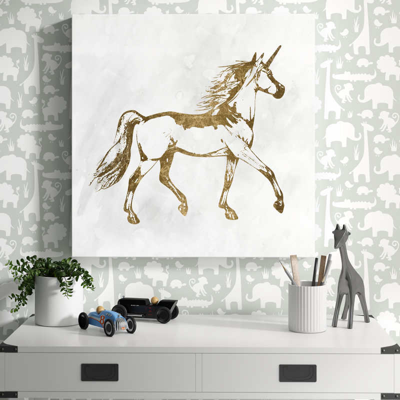 «Gold Unicorn», art sur toile, H 20 po x l 20 po x P 1,5 po