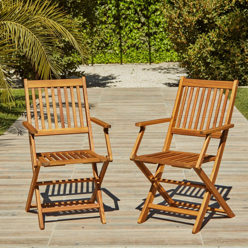 Nayoun Solid Wood Patio Folding Chair Folding Chair Set, 89.5cm H x 50.4cm W x 59cm D , Yes