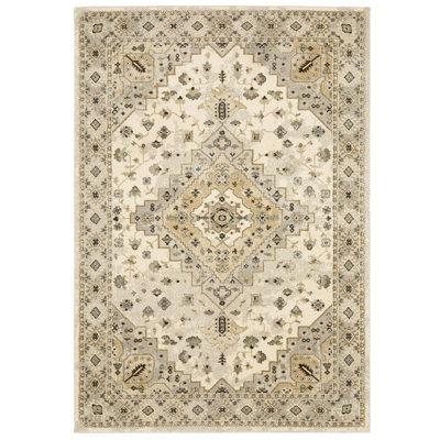 Tapis beige tissé à la machine Caryll