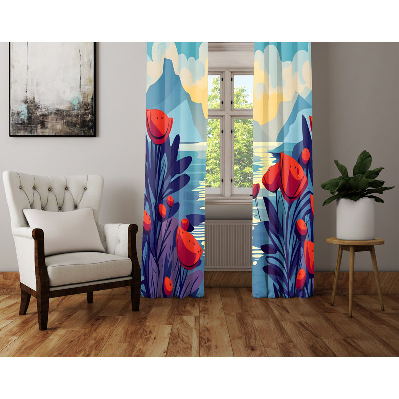 Paire de rideaux semi-transparents en polyester Dewanna, L 40 po x L 61 po