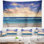 Tapisserie paysage marin avec ciel bleu et océan au coucher du soleil