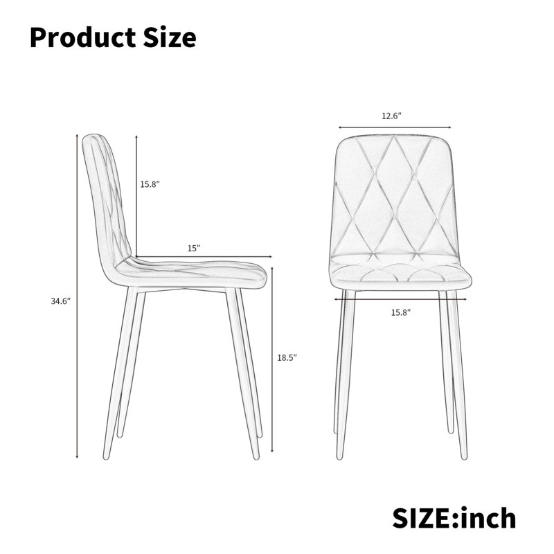 Four Piece Bar Stools, Velvet Upholstered Bar Chairs With Black Metal Legs And Backs, Counter Height Bar Stools, Modern Bar Chair For Kitchen Island, Dining Room