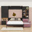 Lit escamotable avec canapé, tablettes de rangement, double éclairage et armoires-788690632