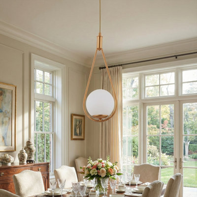 Luminaire suspendu simple sphère avec cadre en métal en forme de goutte