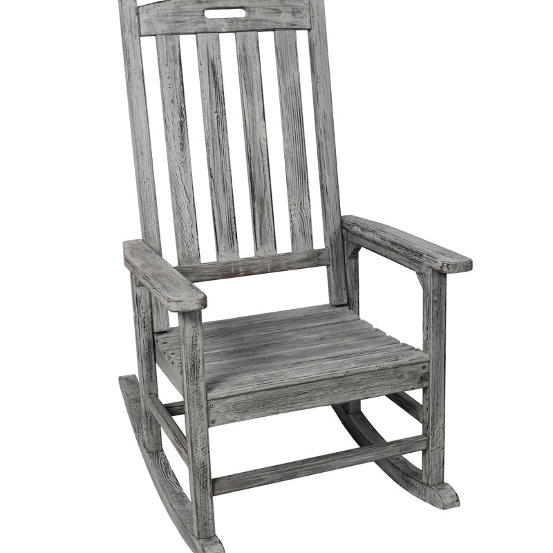 Gris, en bois, chaise berçante de véranda, siège large de 21 pouces, détente intérieure et extérieure, bois de sapin stable