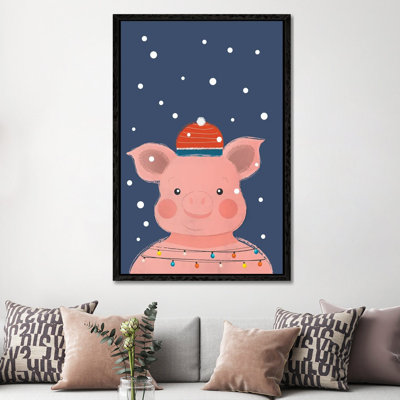 Christmas Pig by Show Me Mars - Floater Frame Gallery-Wrapped Canvas Giclée on Canvas