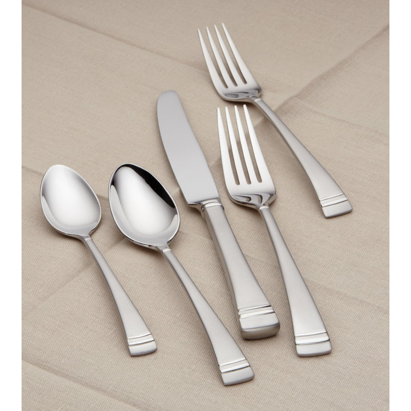 Federal Platinum 5 Piece Flatware Set, Service for 1, Mirror Polished