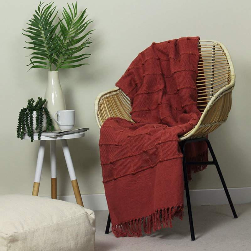 Motti Tufted Stripe Throw, Red Clay