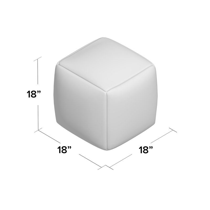 Allsup Upholstered Pouf, Gray/Cream Polyester Blend