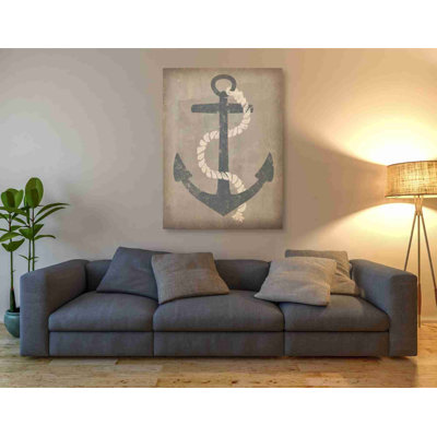«Nautical Anchor Vertical Gray» par Ryan Fowler, impression sur toile tendue
