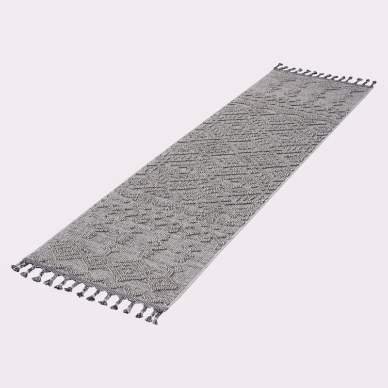 Tapis intérieur / extérieur blanc / blanc / traditionnel Collection, Tapis de couloir 2 pi 2 po x 8 pi