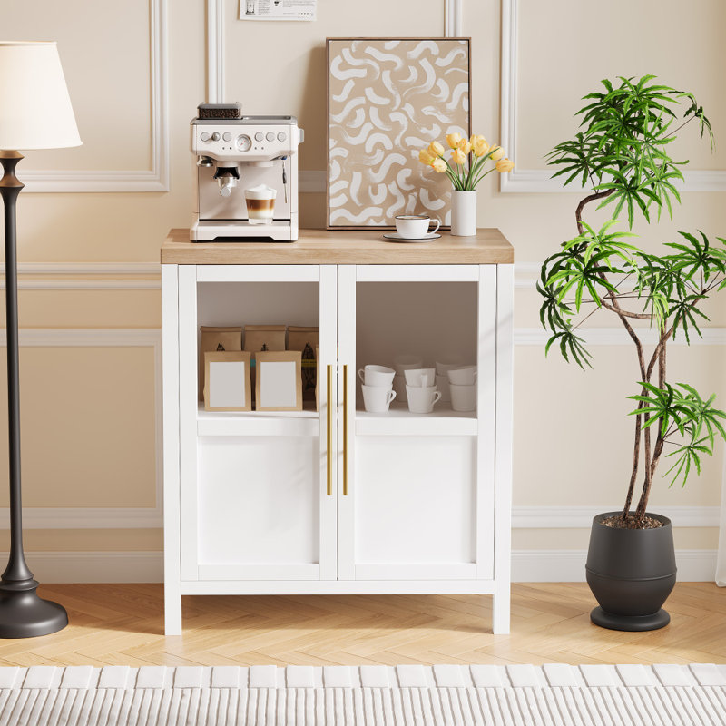 Armoire de rangement avec portes en verre Grande armoire-buffet 55 po avec rangement, table de rangement multifonctionnelle pour la salle à manger