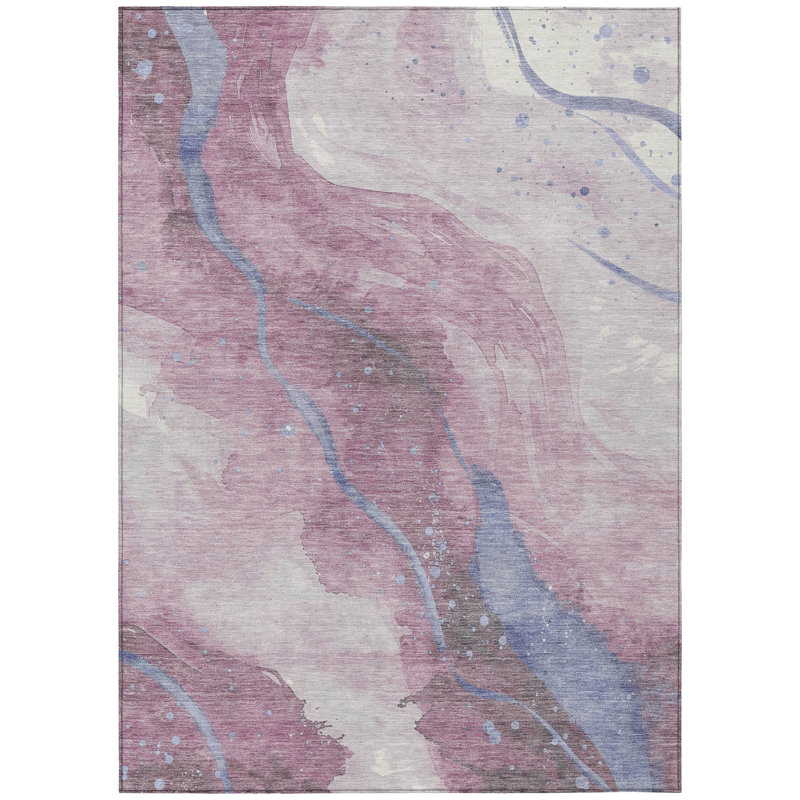 Tapis intérieur lavable abstrait mauve et rose 8 pi x 10 pi