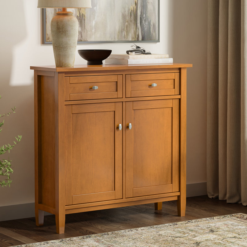 Armoire de rangement transitionnelle en bois massif avec tiroirs et tablettes réglables Warm Shaker