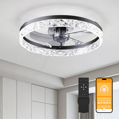 Ventilateurs de plafond 19,7 po avec lumières, télécommande et contrôle APP, à intensité variable et à 6 vitesses de courant continu, ventilateur de plafond pour la chambre à coucher du salon