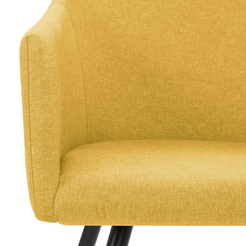 Dining Chairs Upholstered Chair with Metal Legs for Living Room Fabric, Yellow, 4