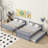 Grey Full Over Full Bunk Bed Rubber Wood Trundle-2109801547