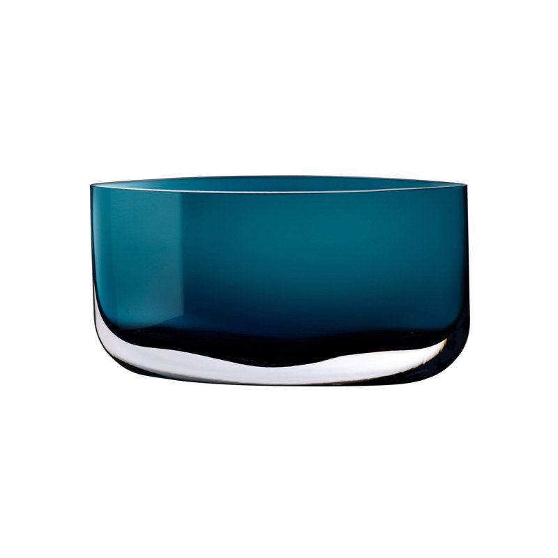 Vase de table en cristal sans plomb Blade, Vert pétrole, H 7,87 po x l 15,55 po x P 15,55 po