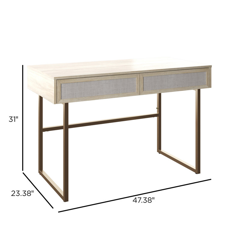 Irvin Metal Base Writing Desk, Bishop Oak