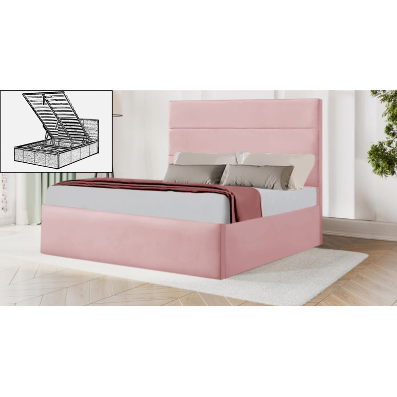 Balom Upholstered Ottoman Storage Bed, 122 cm H x 81 cm W, Pink