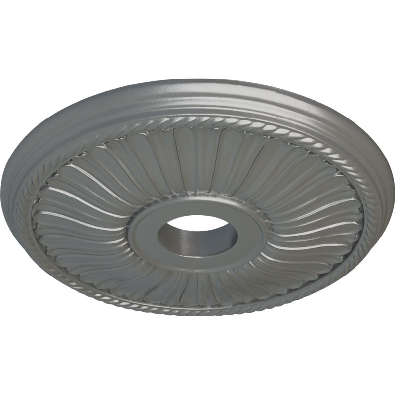 Médaillon de plafond Endurathane Berkshire, DE 20 1/8 po x P 3 7/8 po x P 1 7/8 po (convient aux auvents jusqu'à 6 3/8 po), fini argent peint à la main