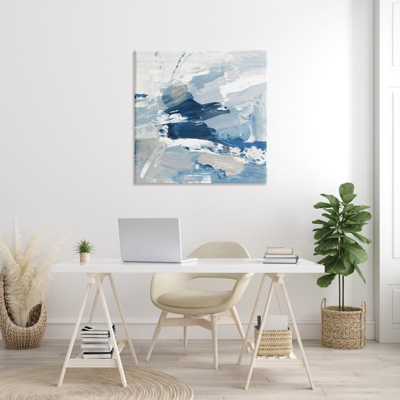 Abstrait bleu brossé, art mural sur toile par Lanie Loreth, H 36 po x l 36 po x P 1,5 po