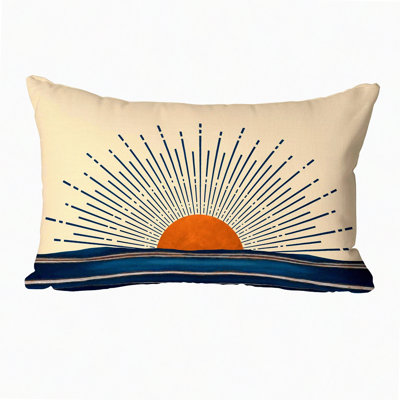 Sunset Boho Lumbar Pillowcase - Abstract Retro Aesthetic Cushion Cover for Couch Sofa - Super Soft Decorative Bohemian Throw Pillow