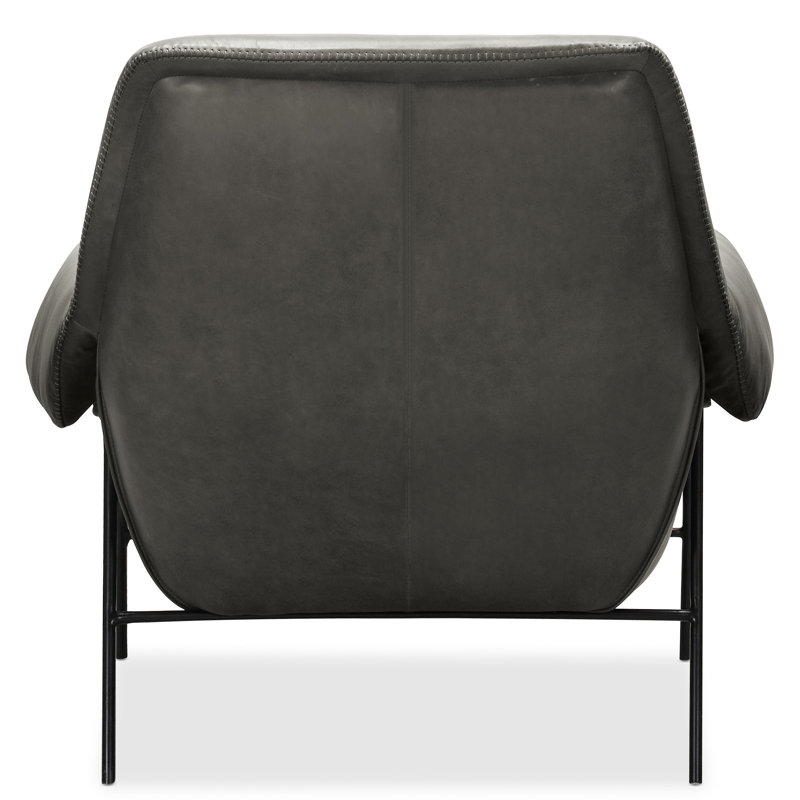 CC 88.9Cm Wide Top Grain Leather Club Chair, Charcoal Top Grain Leather